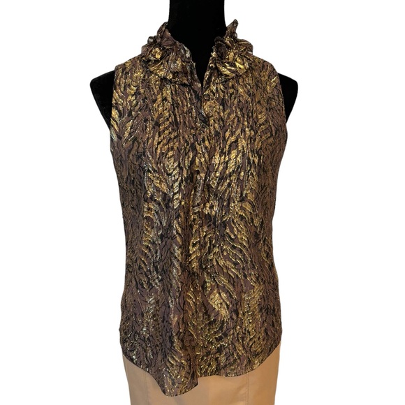 Elie Tahari Metallic Ruffle Top - Picture 15 of 15